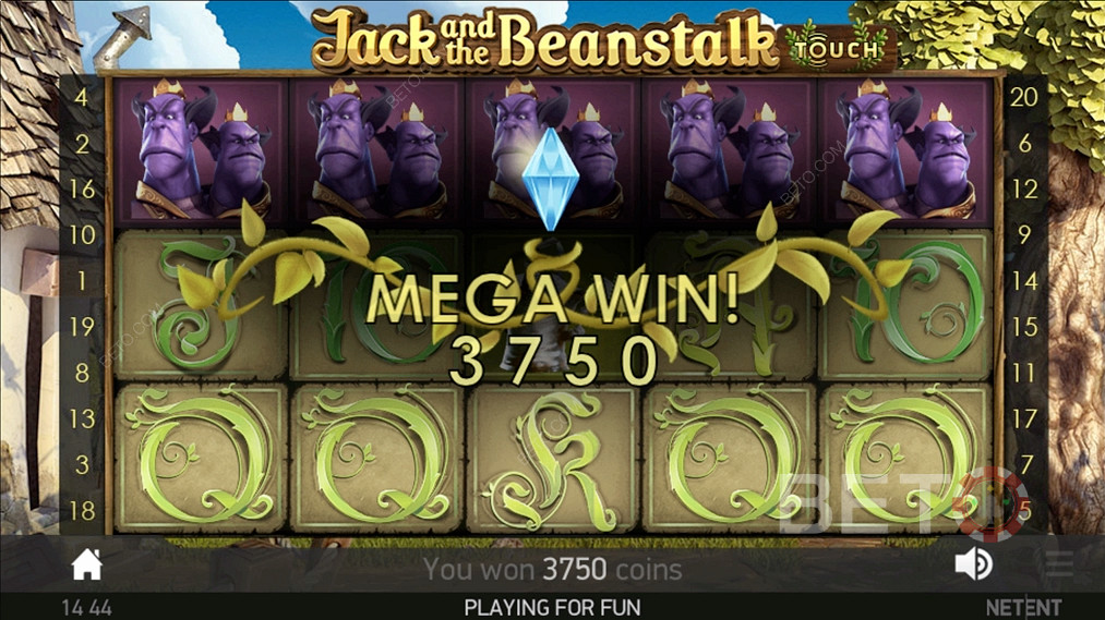 Et indbringende Mega Win i Jack and the Beanstalk