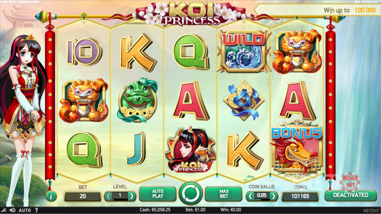Forskellige symboler i Koi Princess spilleautomat
