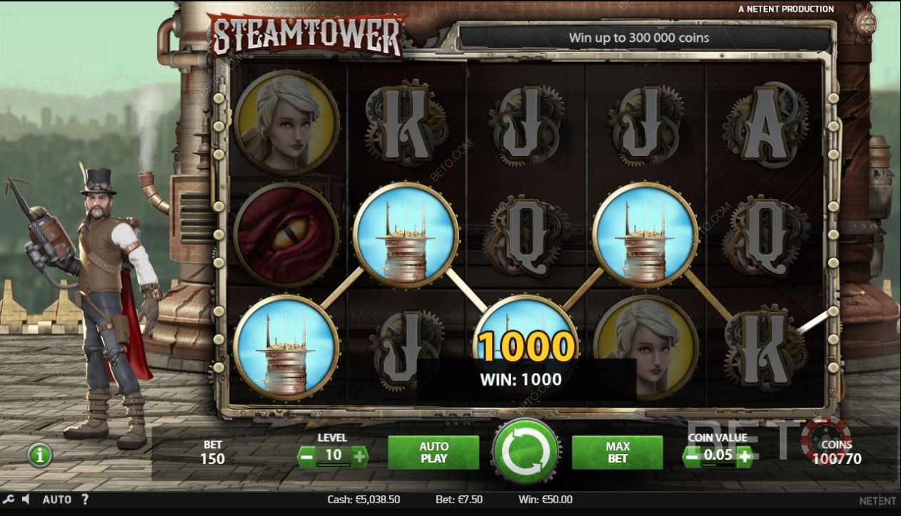 Matchende symboler i Steam Tower spilleautomaten