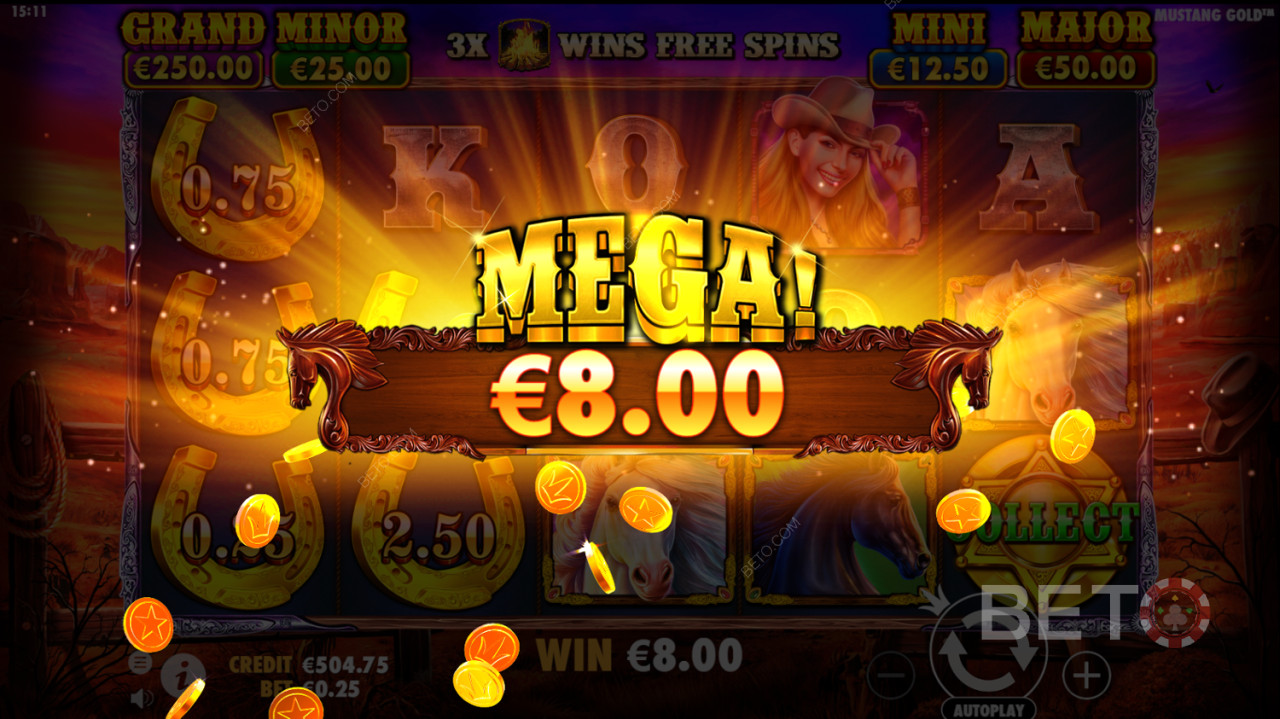 Kæmpe gevinst i Mustang Gold spilleautomat