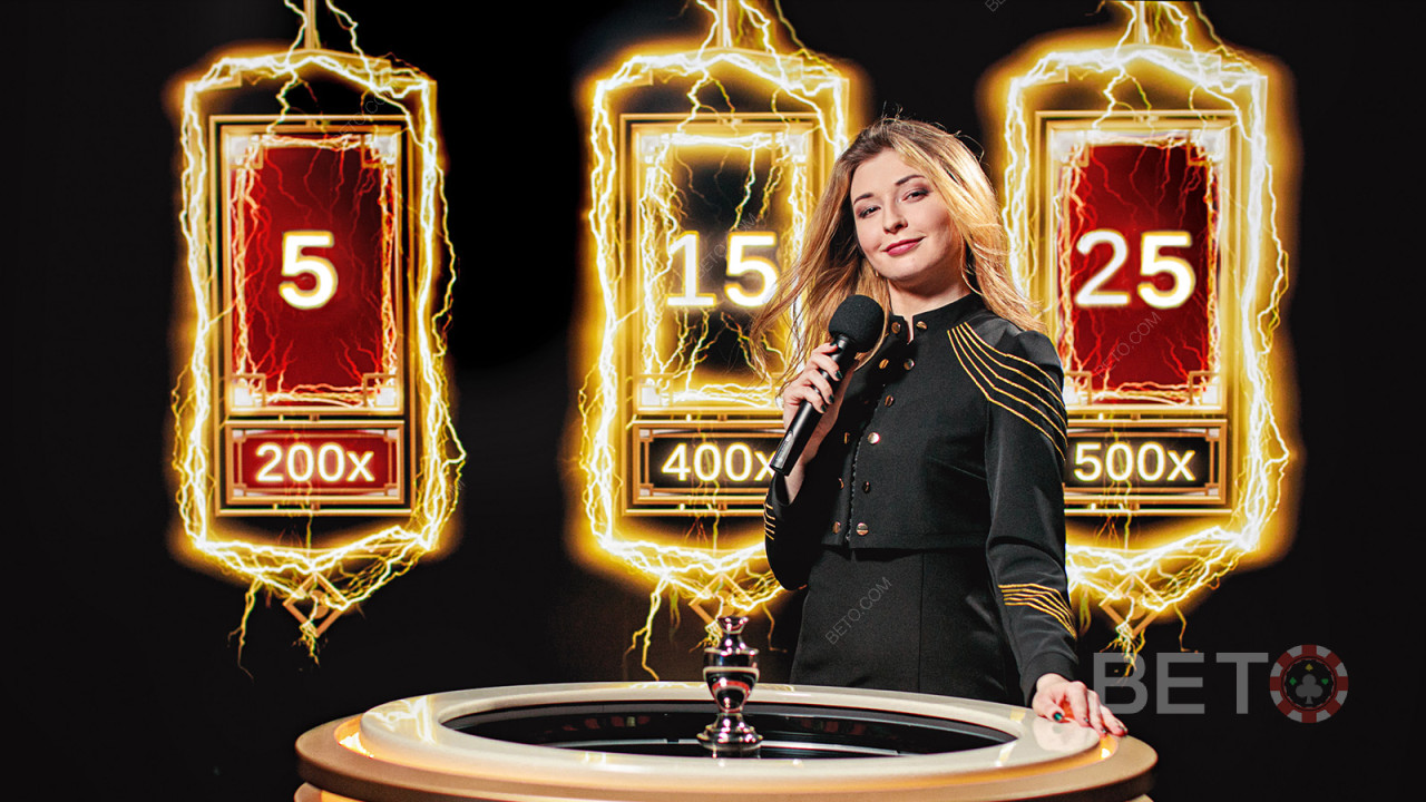 Forskellige multiplikatorer i Lightning Roulette og almindelige indsatser