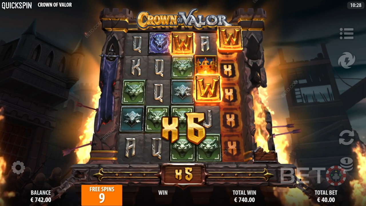 Bonusfunktioner i Crown of Valor fra Quickspin forklaret