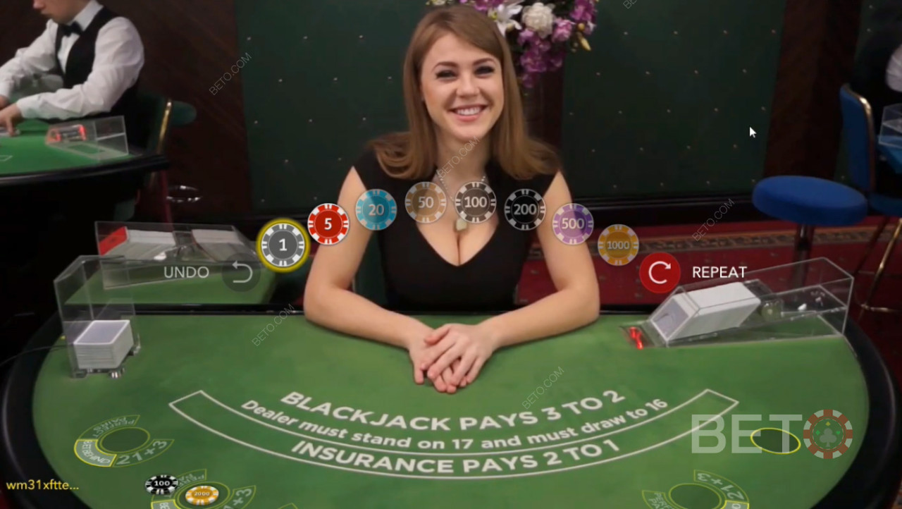 Vælg din indsats i Live Blackjack fra Evolution Gaming