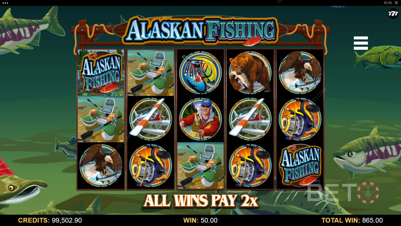 Nyd Alaskas vilde natur i denne fiskeinspirerede spilleautomat