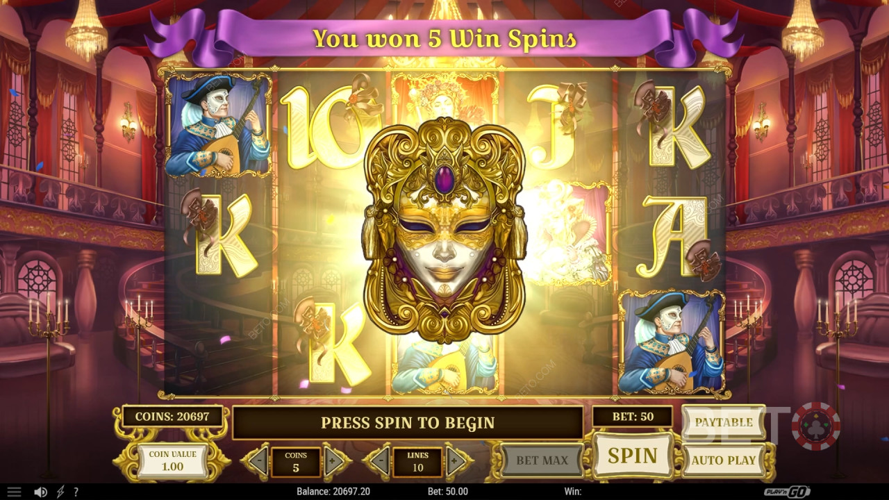 Vind 10.000x din indsats i Royal Masquerade videoslot!