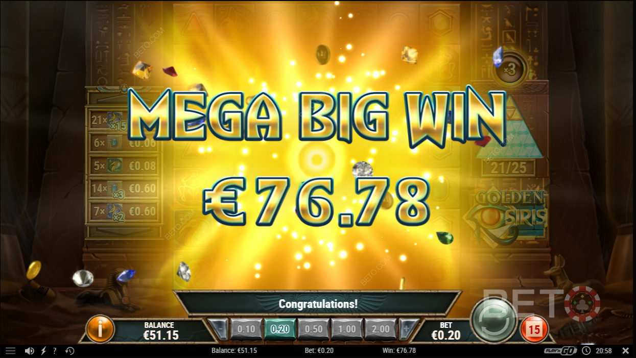 Mega gevinst i Golden Osiris - Jackpot!