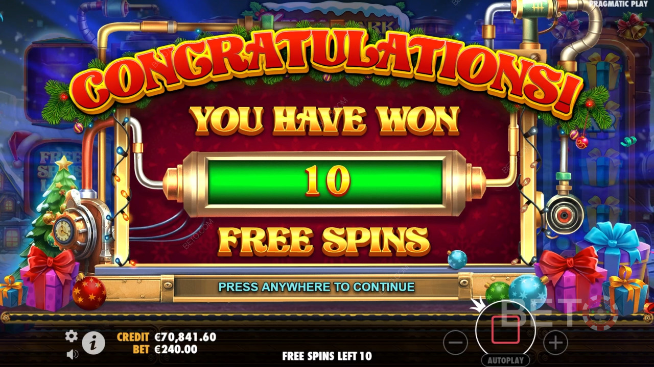 Vind 10.000 gange din indsats i Xmas Spark automaten!