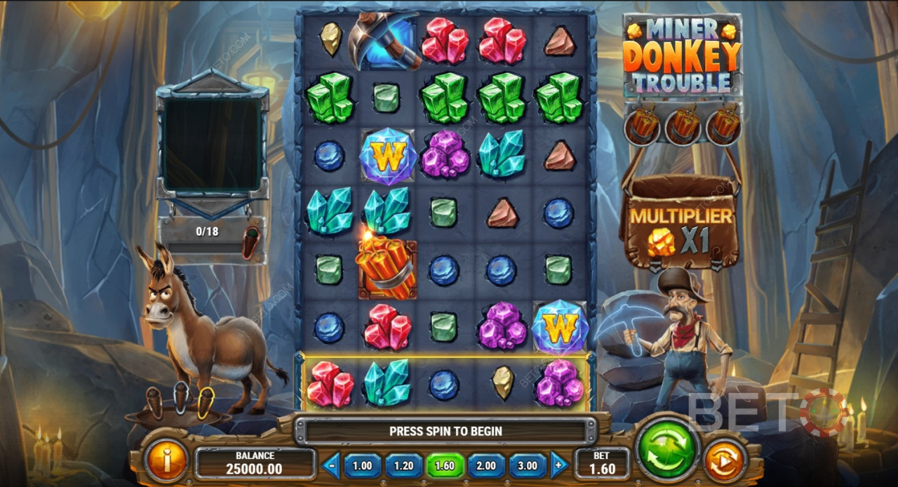 Sjov spillestruktur i Miner Donkey Trouble