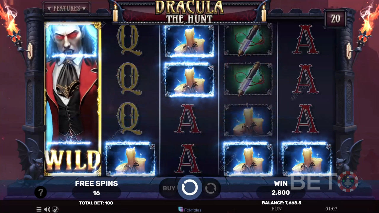 Bonusfunktioner i Dracula The Hunt fra Spinomenal