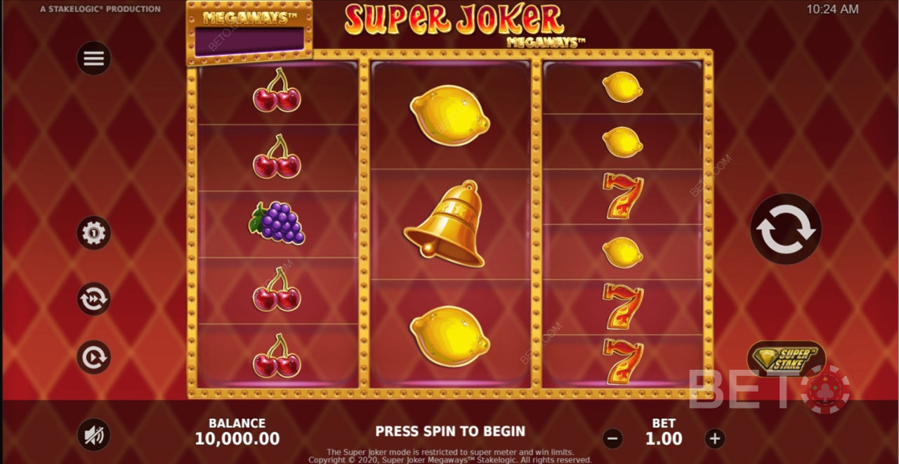 Unik multi-række funktion i Super Joker Megaways