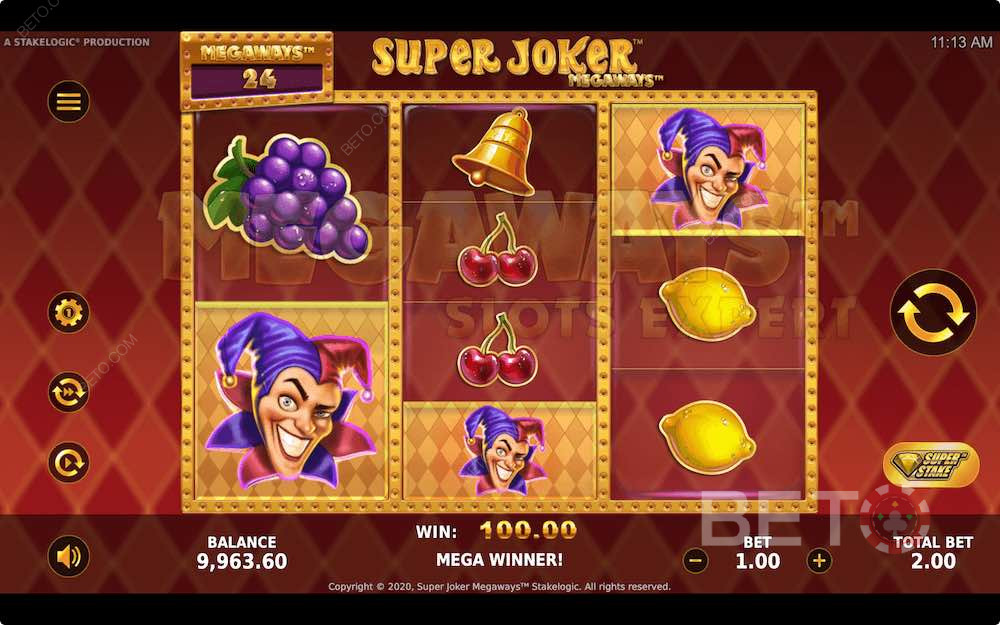 Unik spillestruktur i Super Joker Megaways
