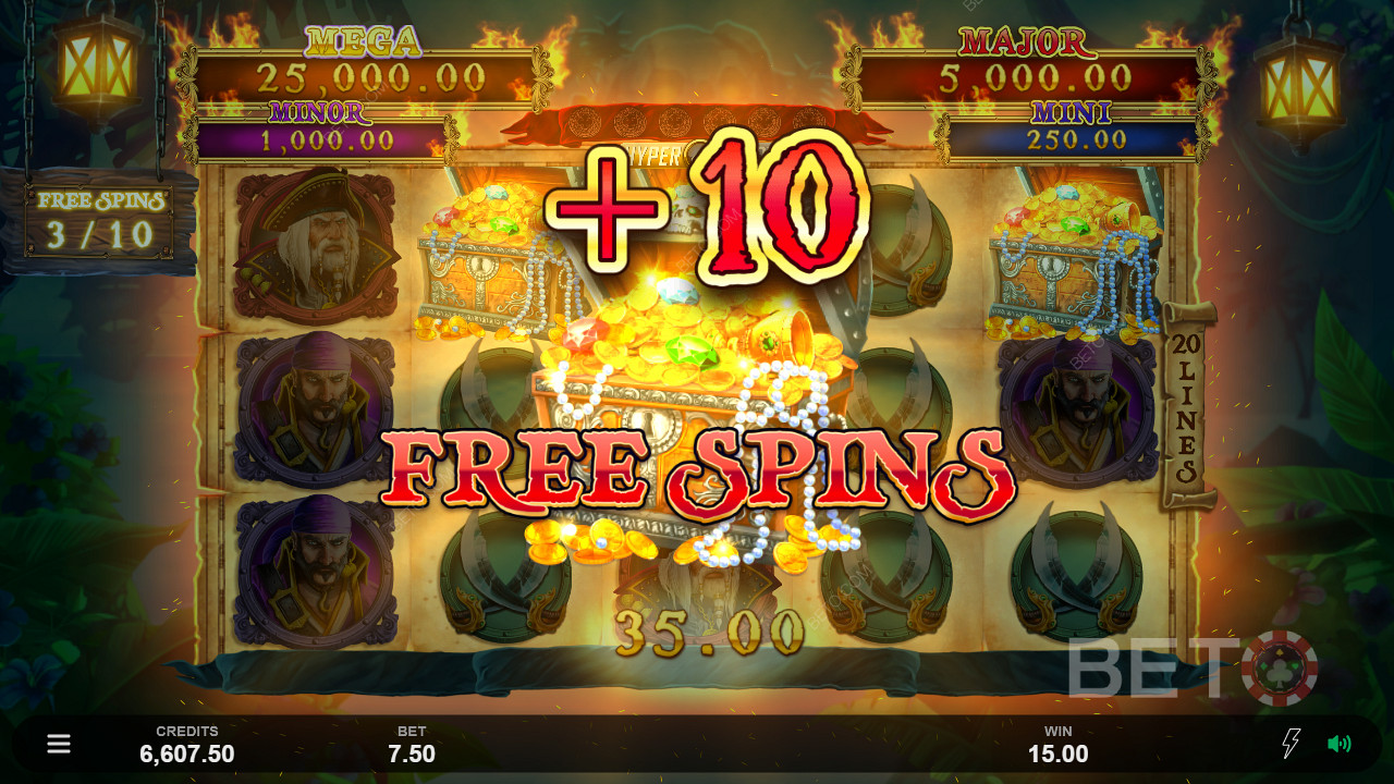 Få free spins i Adventures Of Doubloon Island