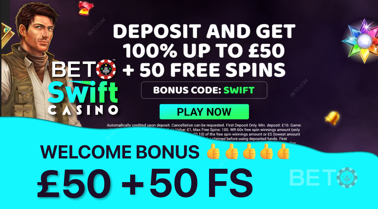 Få 100% bonus på op til 375 kr. og 50 gratis spins som velkomstbonus