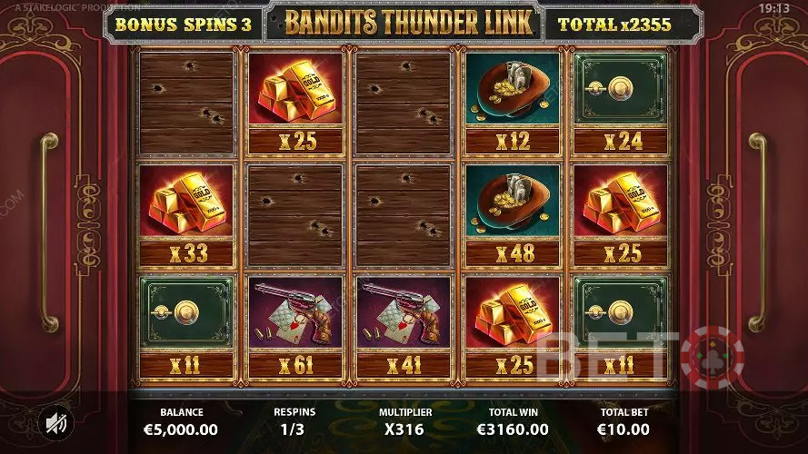 Symbolerne i Bandits Thunder Link passer perfekt til det vilde vesten-tema.