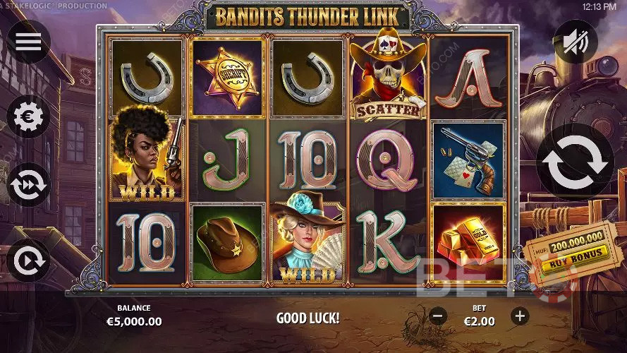 Spil i denne westerntemahætte i Bandits Thunder Link spilleautomat