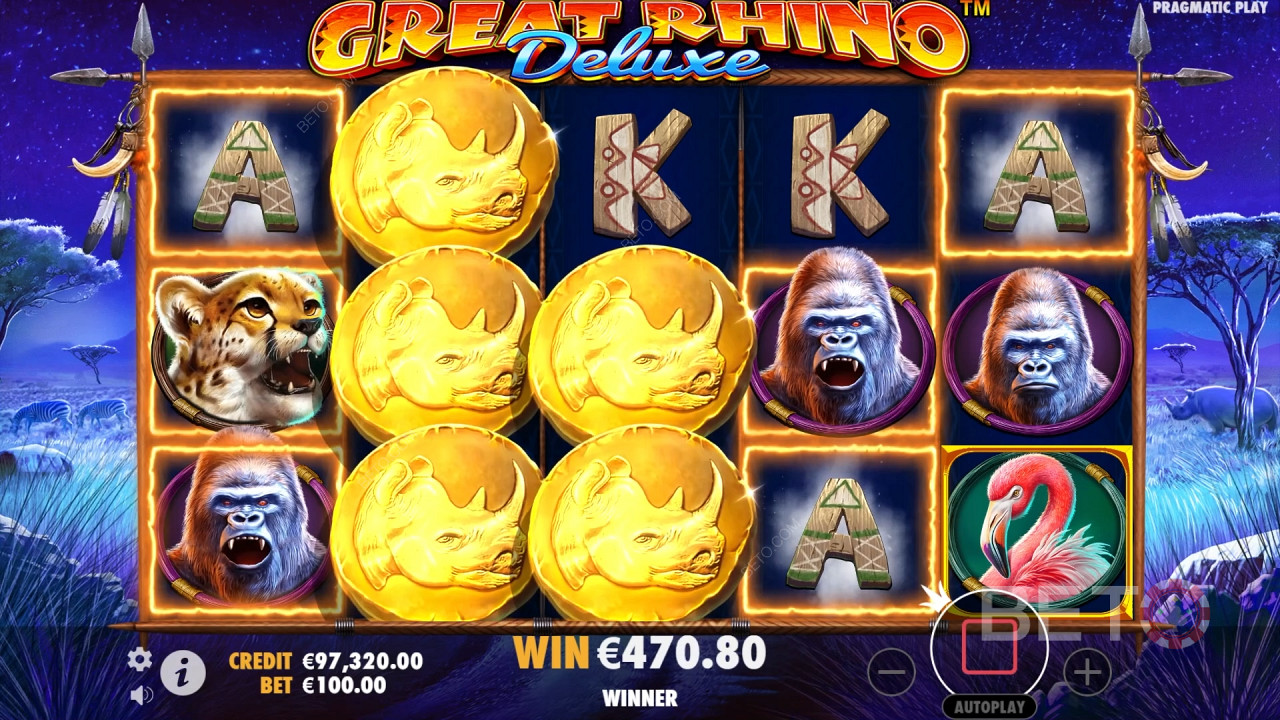 Bonusfunktioner forklaret i Great Rhino Deluxe fra Pragmatic Play