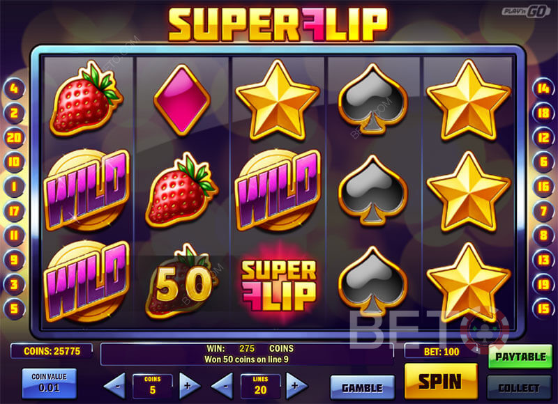 Vilde symbolers styrke i Super Flip spilleautomaten