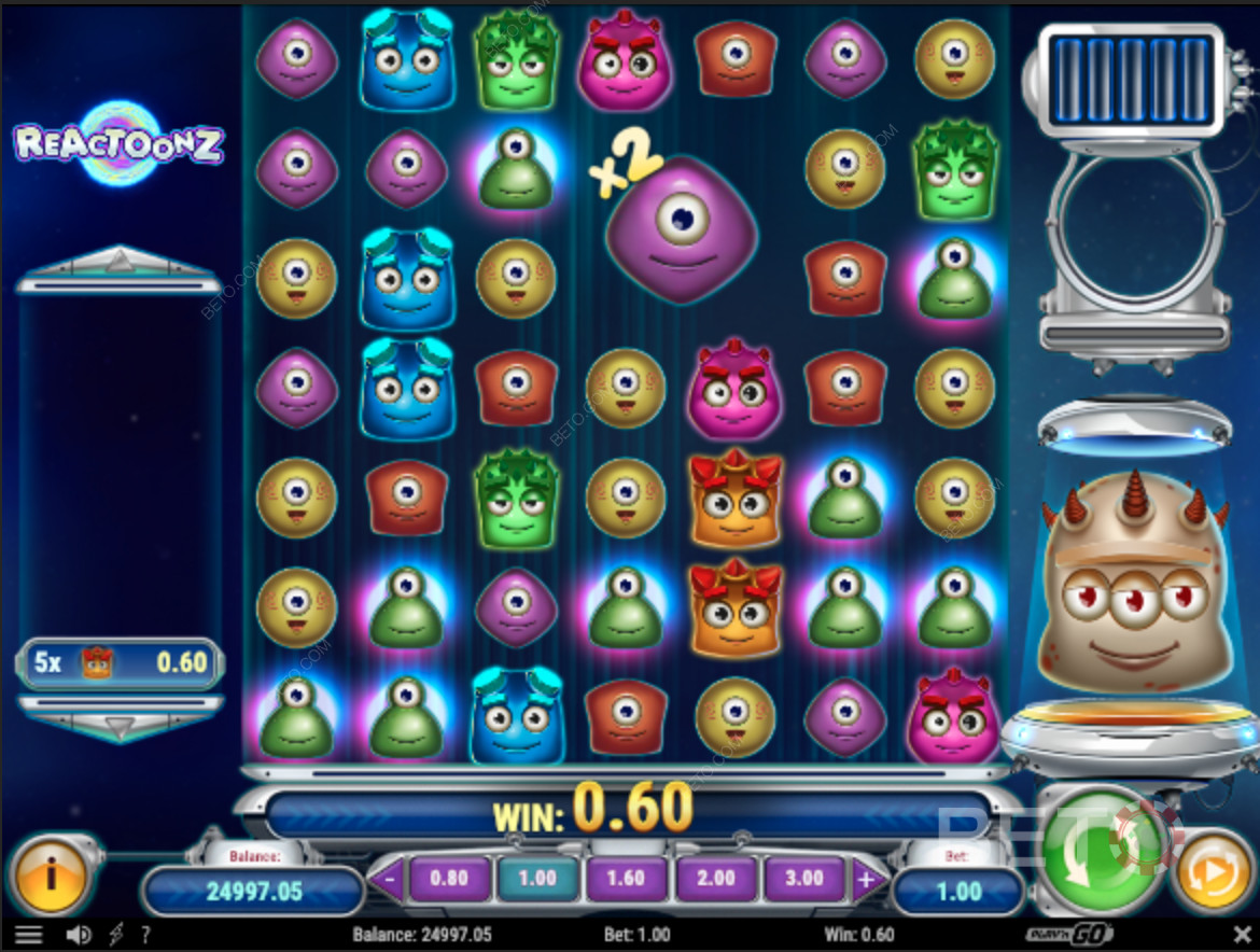 Spil Reactoonz fra Play N Go med skøre specialfunktioner