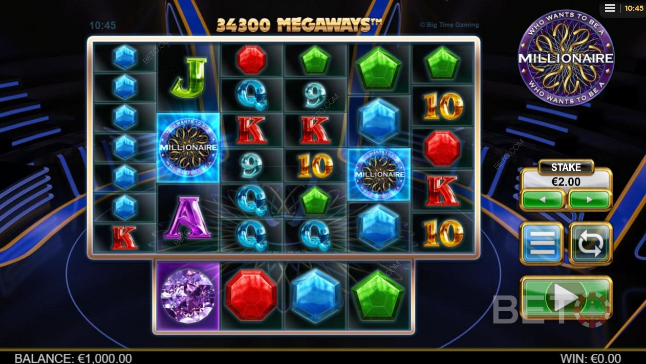 Layoutet på Who Wants to be a Millionaire spillemaskinen er spændende
