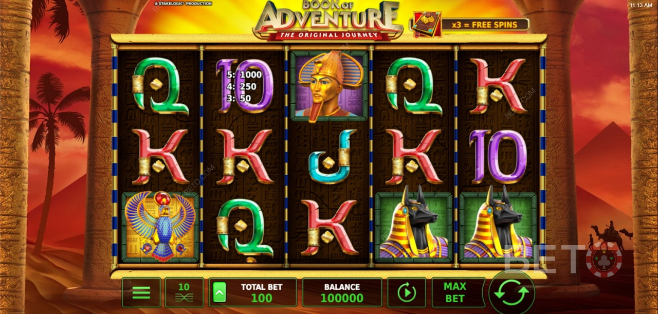 Book of Adventure er en online spillemaskine med antikt egyptisk tema