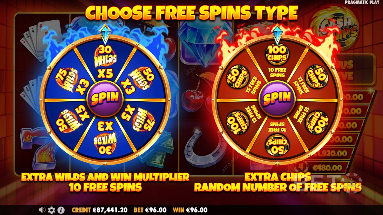 Bonusfunktioner forklaret i Cash Chips fra Pragmatic Play