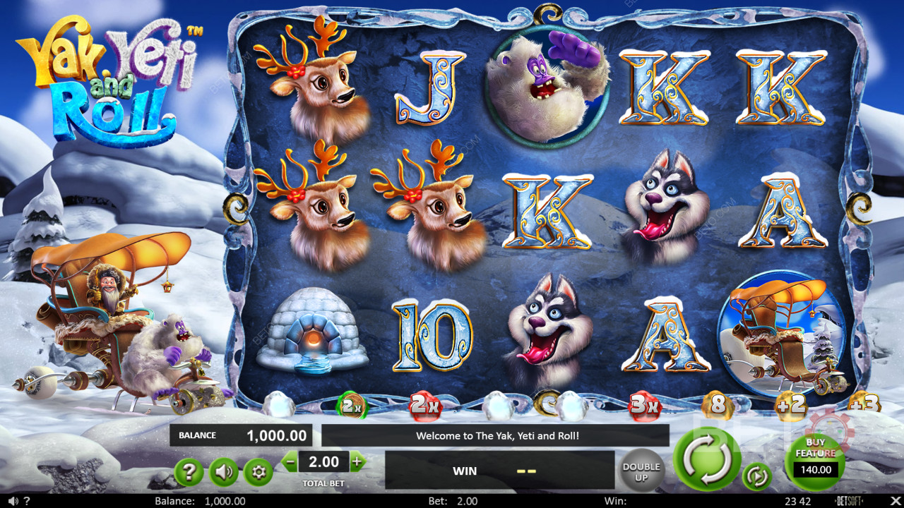 Nyd vinterens charme i Yak, Yeti and Roll spilleautomat