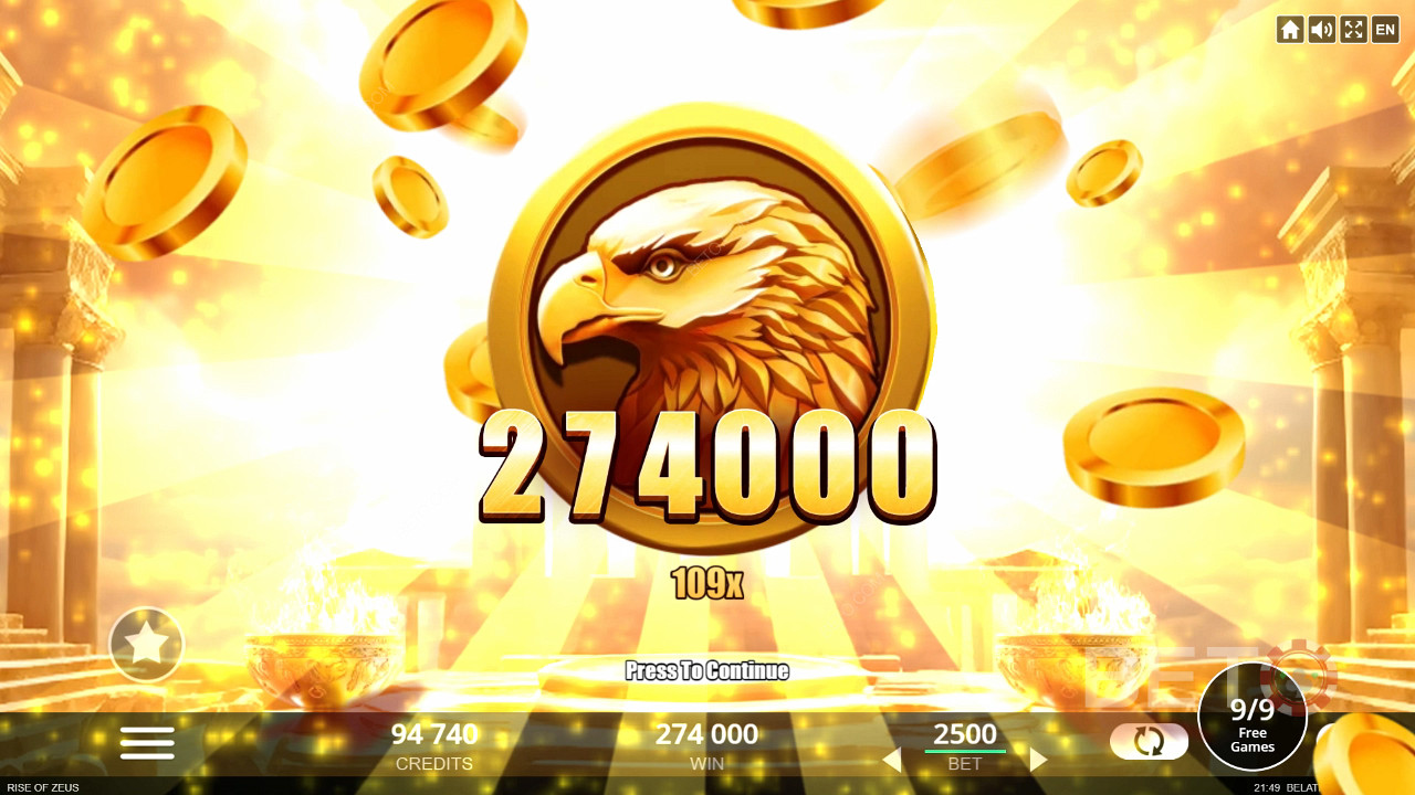 Vind 10.000 gange din indsats i Rise of Zeus-spilleautomaten!