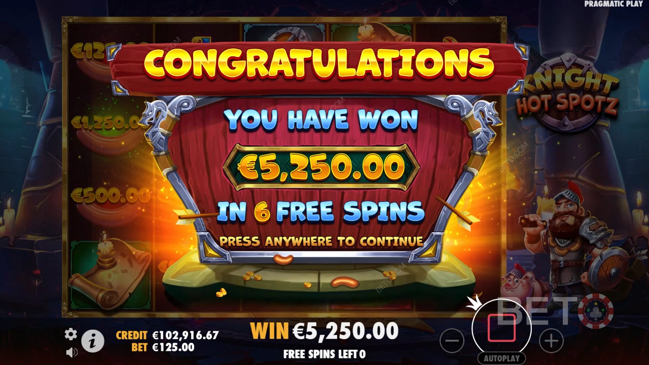 Vind 2.000 gange din indsats i Knight Hot Spotz spilleautomat!