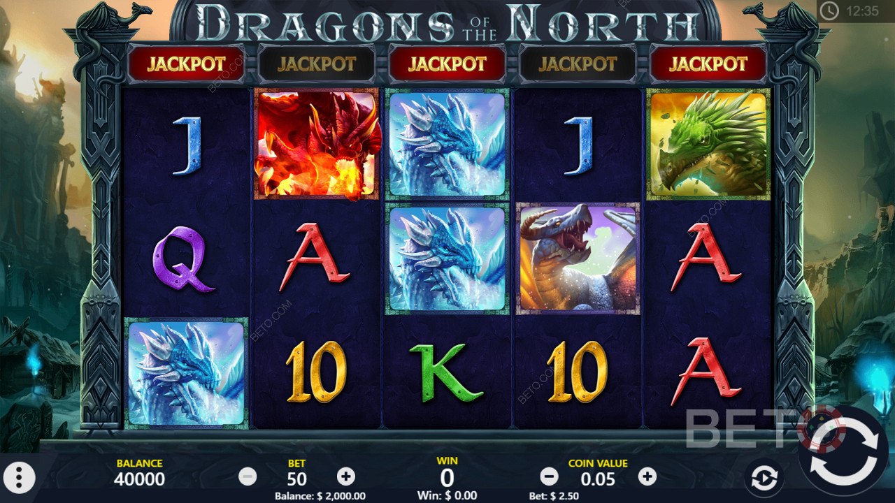 Fantasifyldt spillemaskine - Dragons of the North