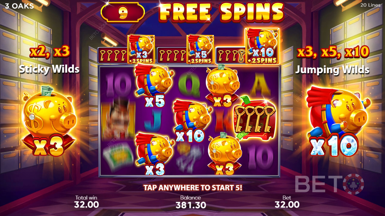 Bonusfunktioner i Super Sticky Piggy fra 3 Oaks Gaming forklaret
