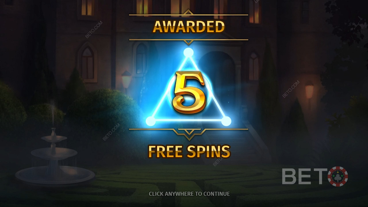 Gratis spil-funktionen starter med 5 free spins