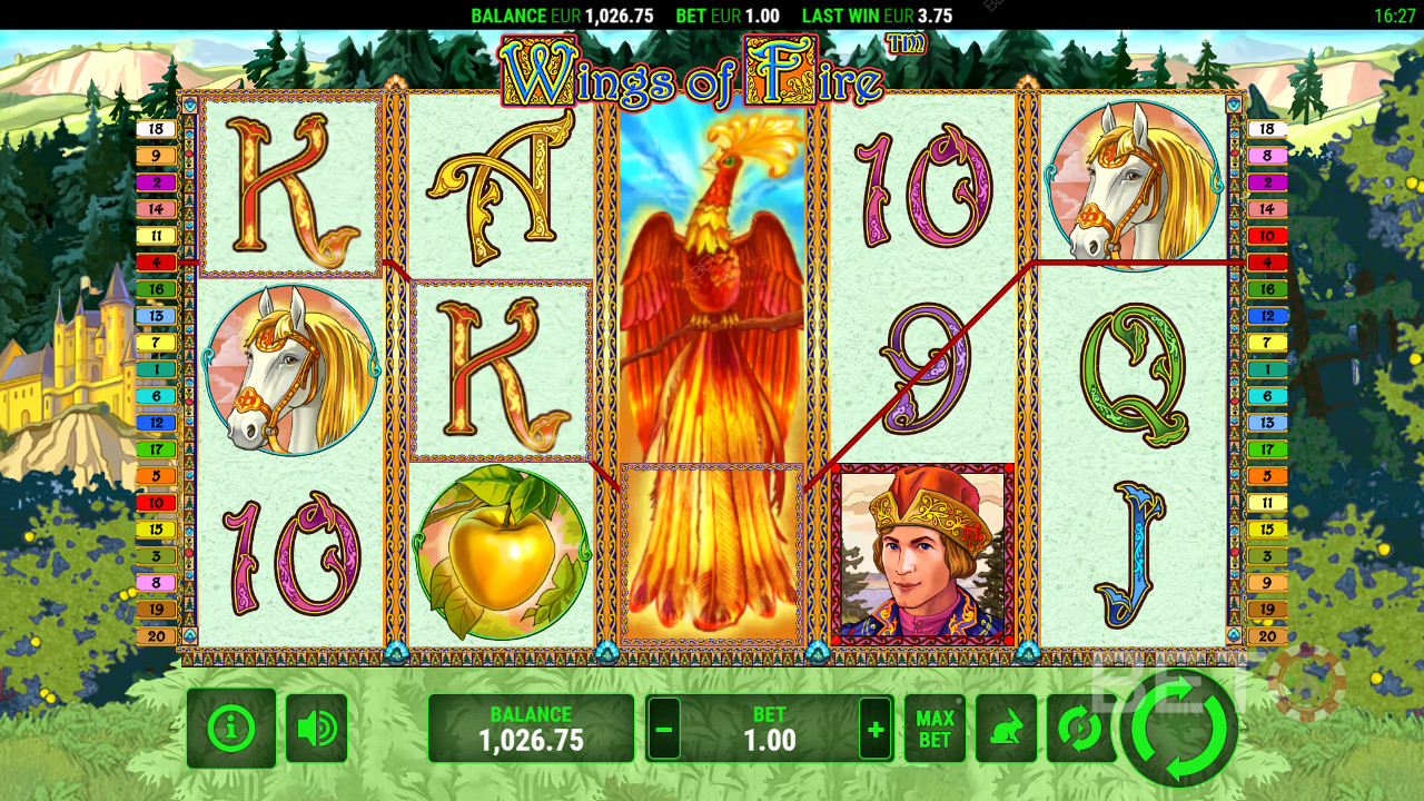 Vind 2.000 gange din indsats i Wings of Fire spilleautomaten!