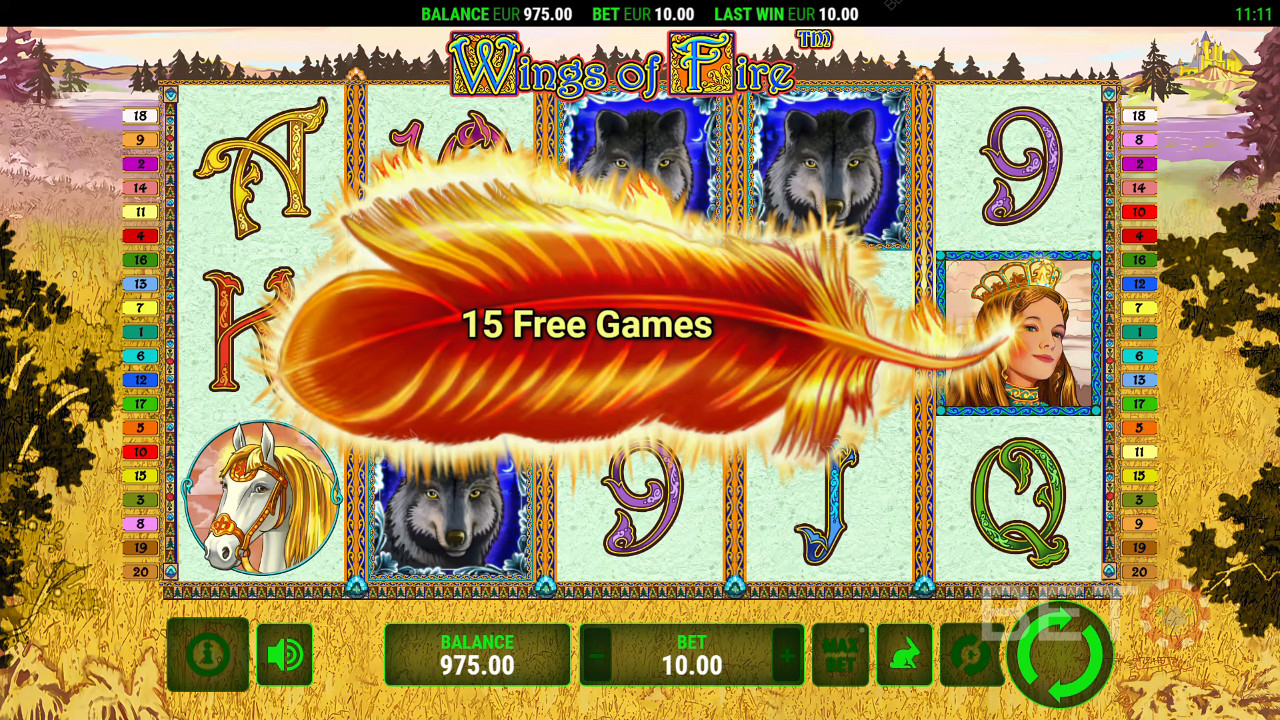 Bonusfunktioner i Wings of Fire fra Greentube forklaret
