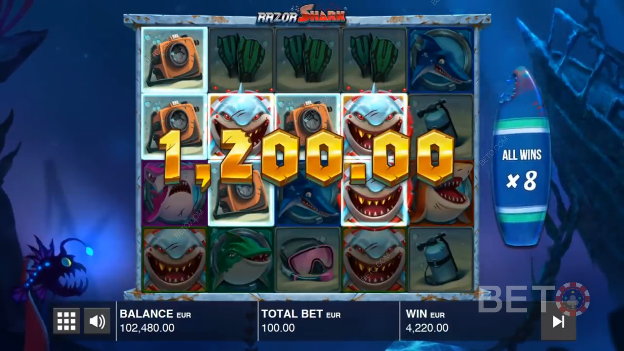 Stor gevinst i Razor Shark gratisspil