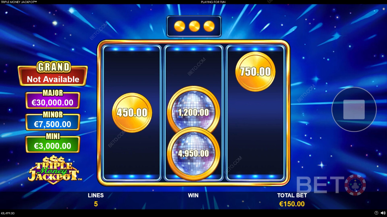 Bonusfunktioner forklaret i Triple Money Jackpot fra Playtech