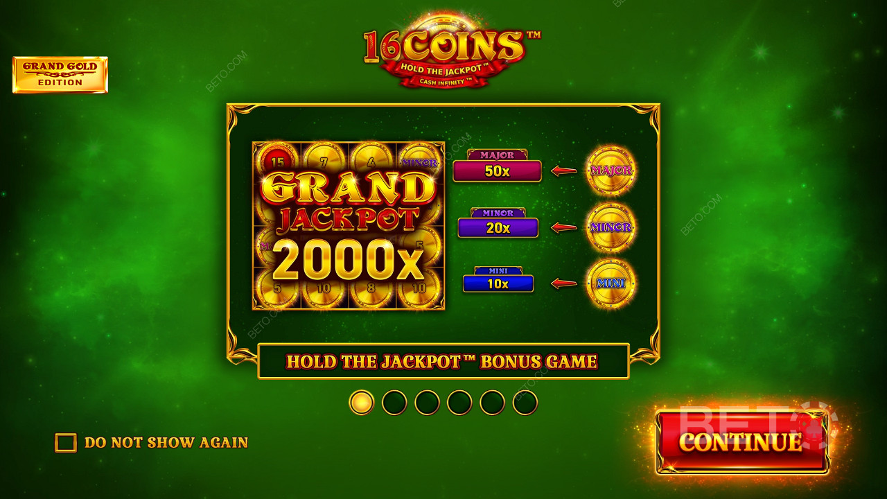 Vind 2.000x din indsats i 16 Coins Grand Gold Edition spilleautomat!