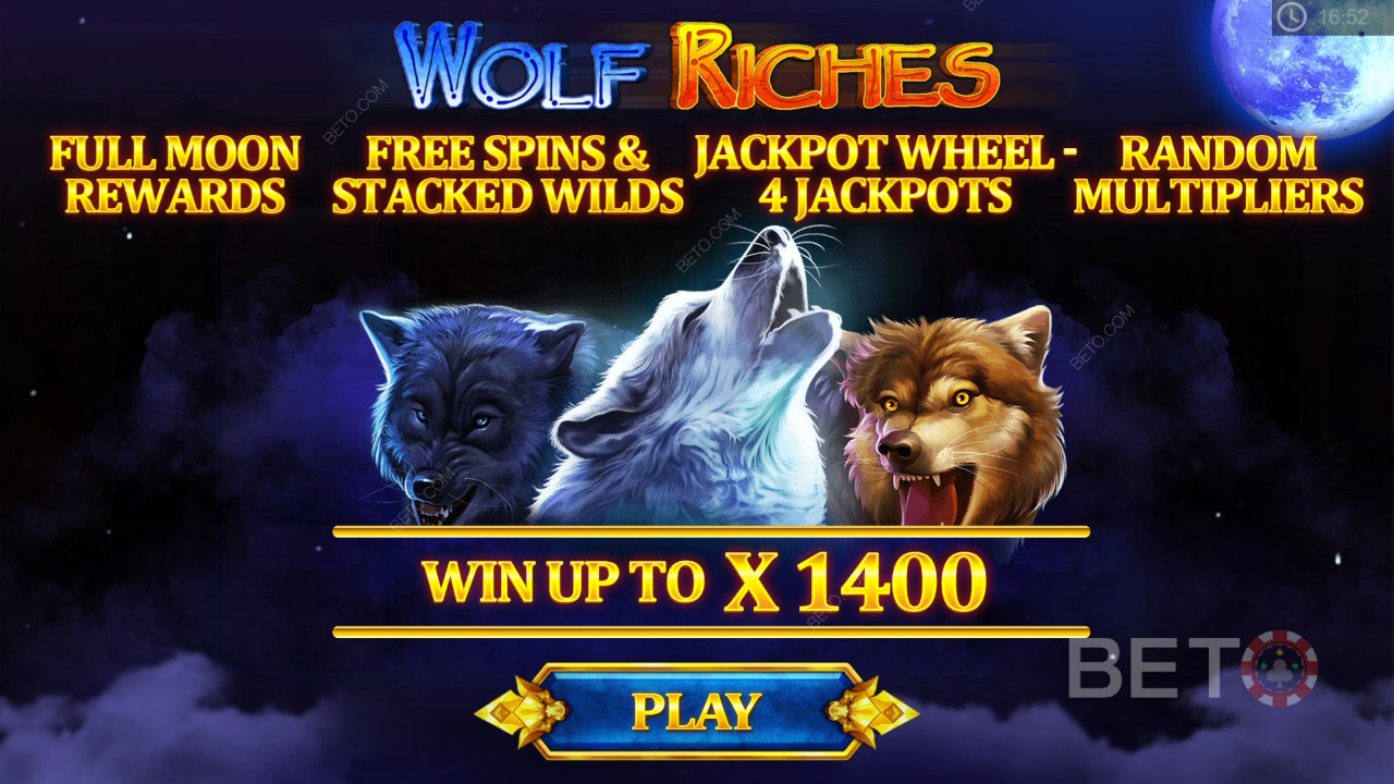 Gratis spins, multiplikatorer, jackpots og stablede wilds i Wolf Riches