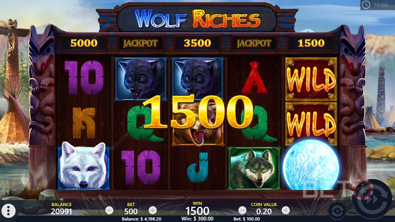 Nyd regelmæssige gevinster i Wolf Riches