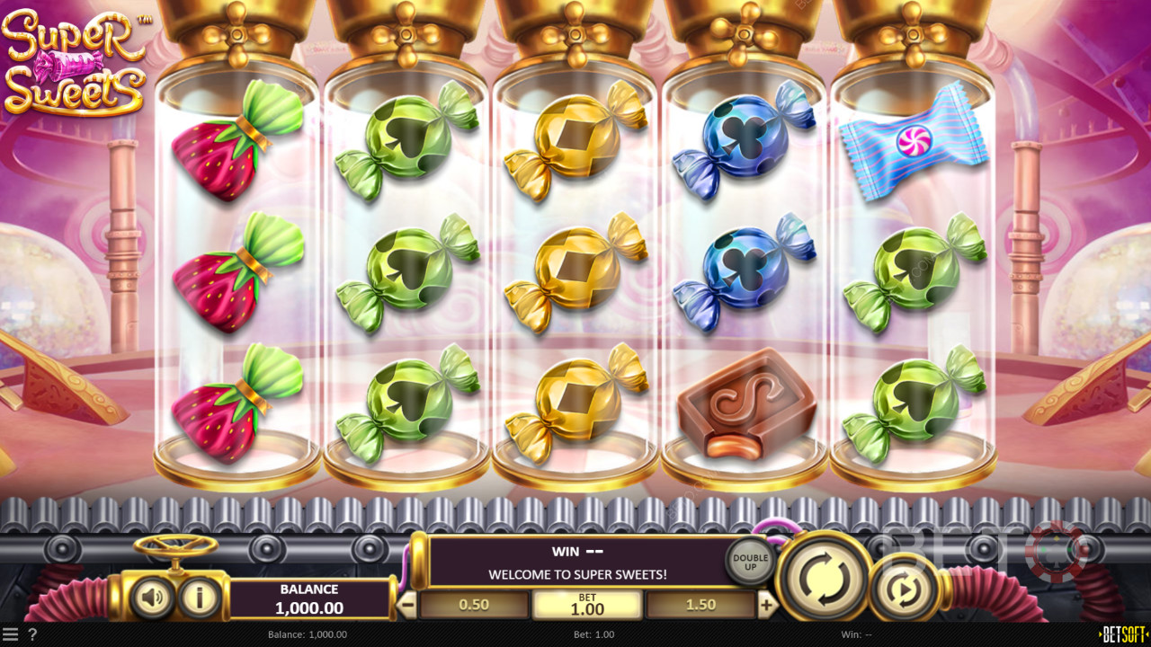 Slik Sensation fra Betsoft byder på en sød fabrik med Super Klistrede Wilds, Genspil og Gratis Spins