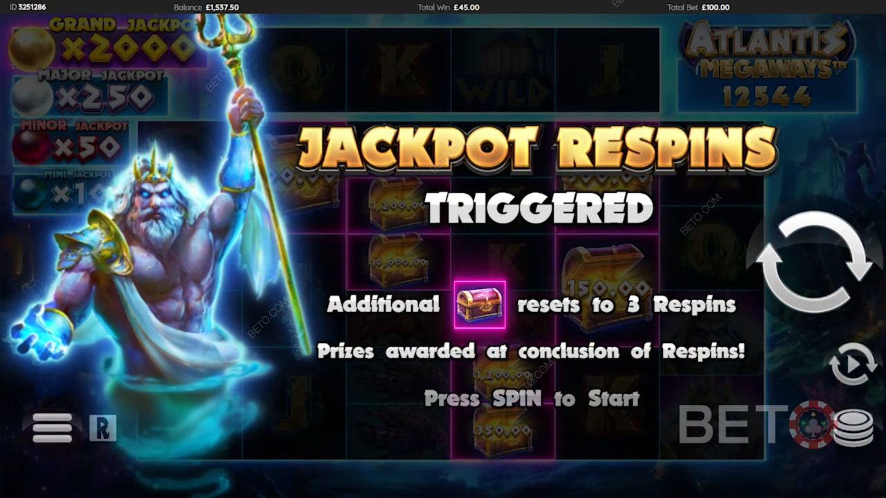 Nyd Jackpot Genspins i Atlantis Megaways spilleautomat