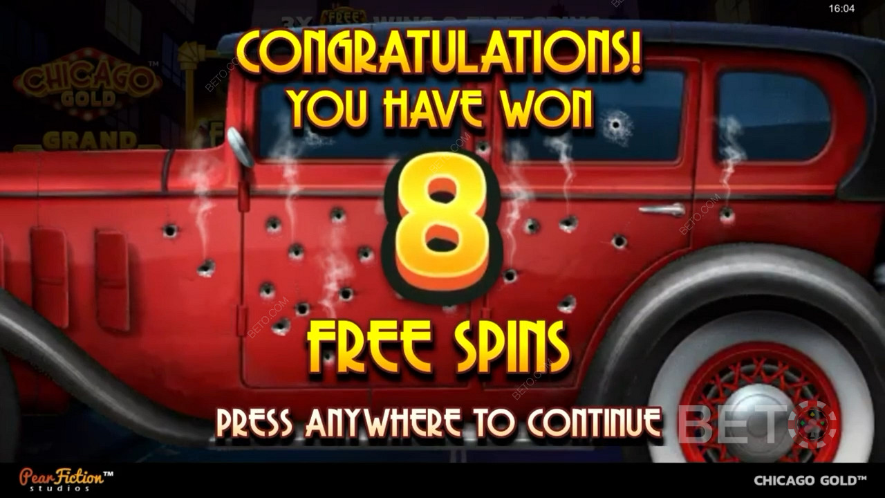 Nyd 8 Free Spins på Chicago Gold spilleautomaten