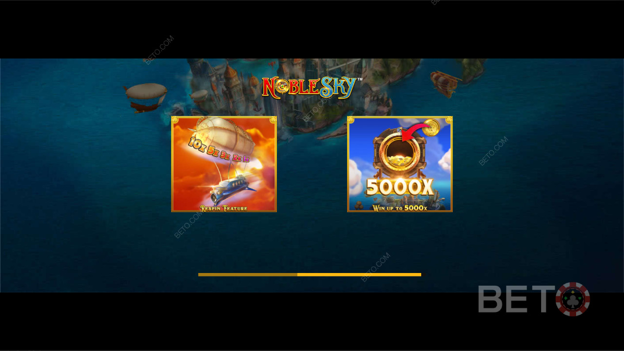 Få en maksimal gevinst på 5.000x i Noble Sky spilleautomat