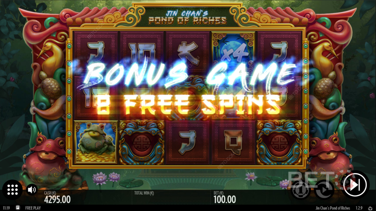 Få op til 16 gratis spins i bonusspillet på Jin Chan