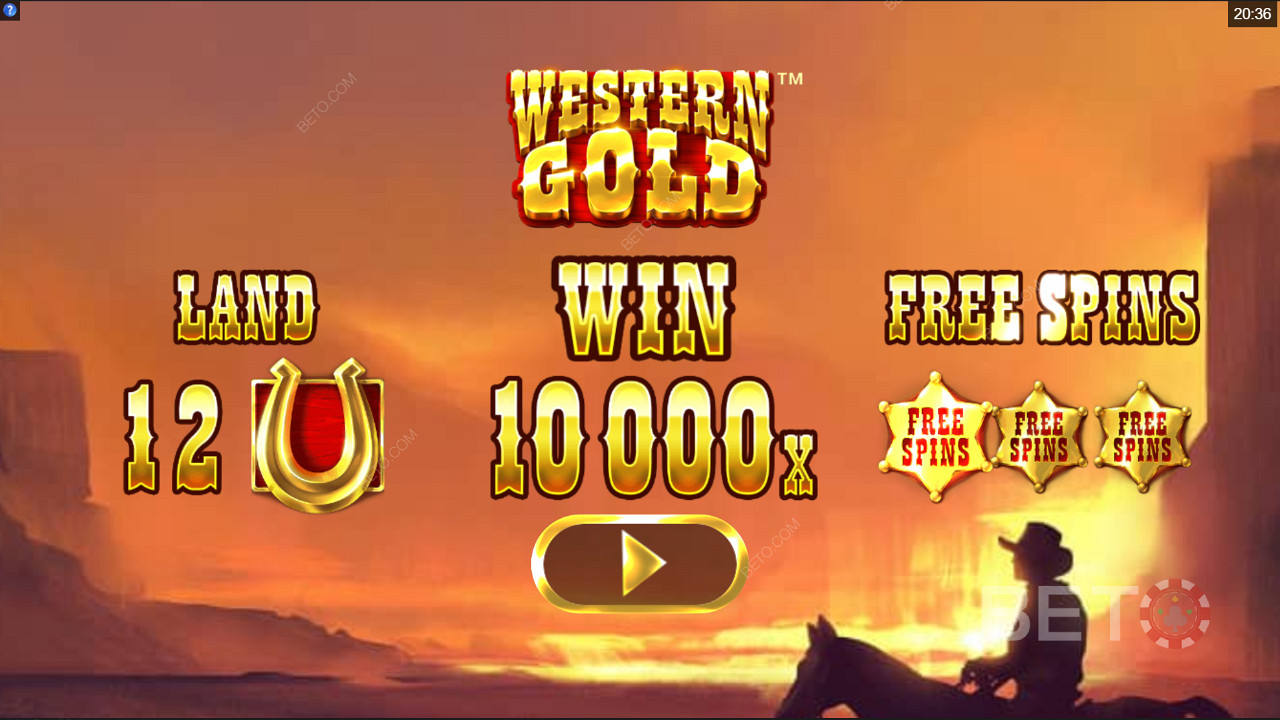 Startskærmen i Western Gold