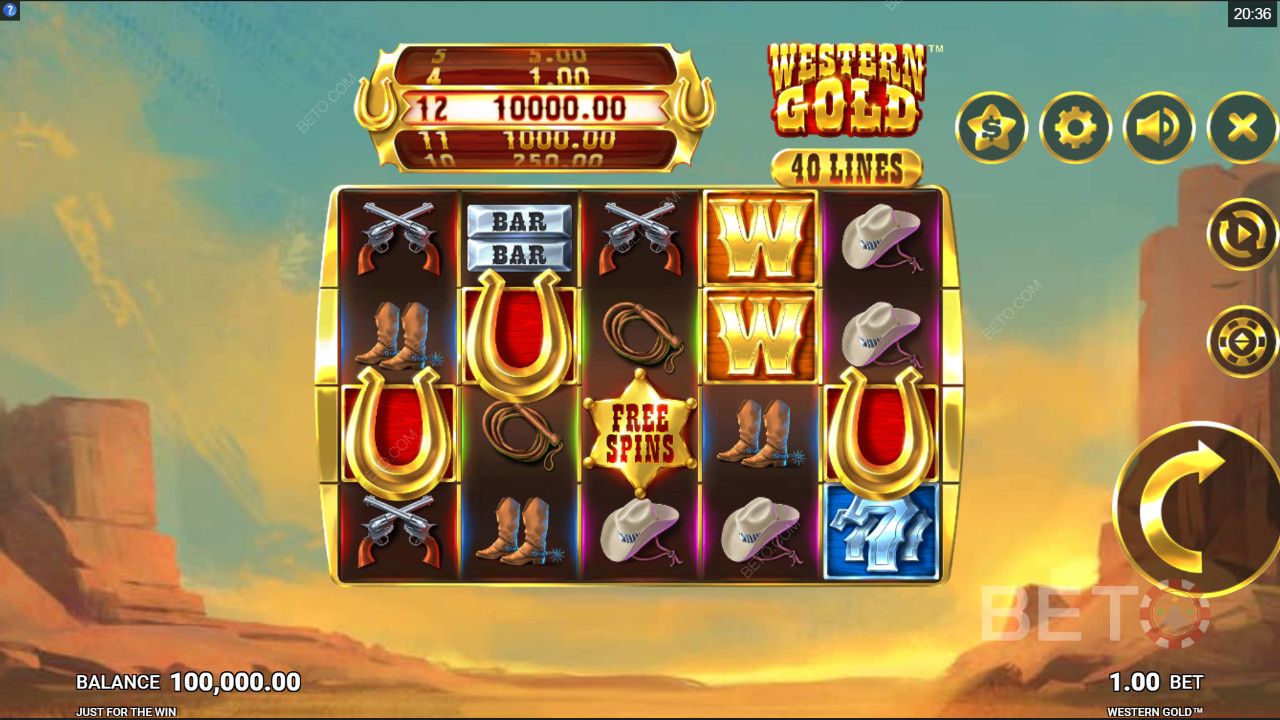 Drej hjulene på Western Gold spilleautomat