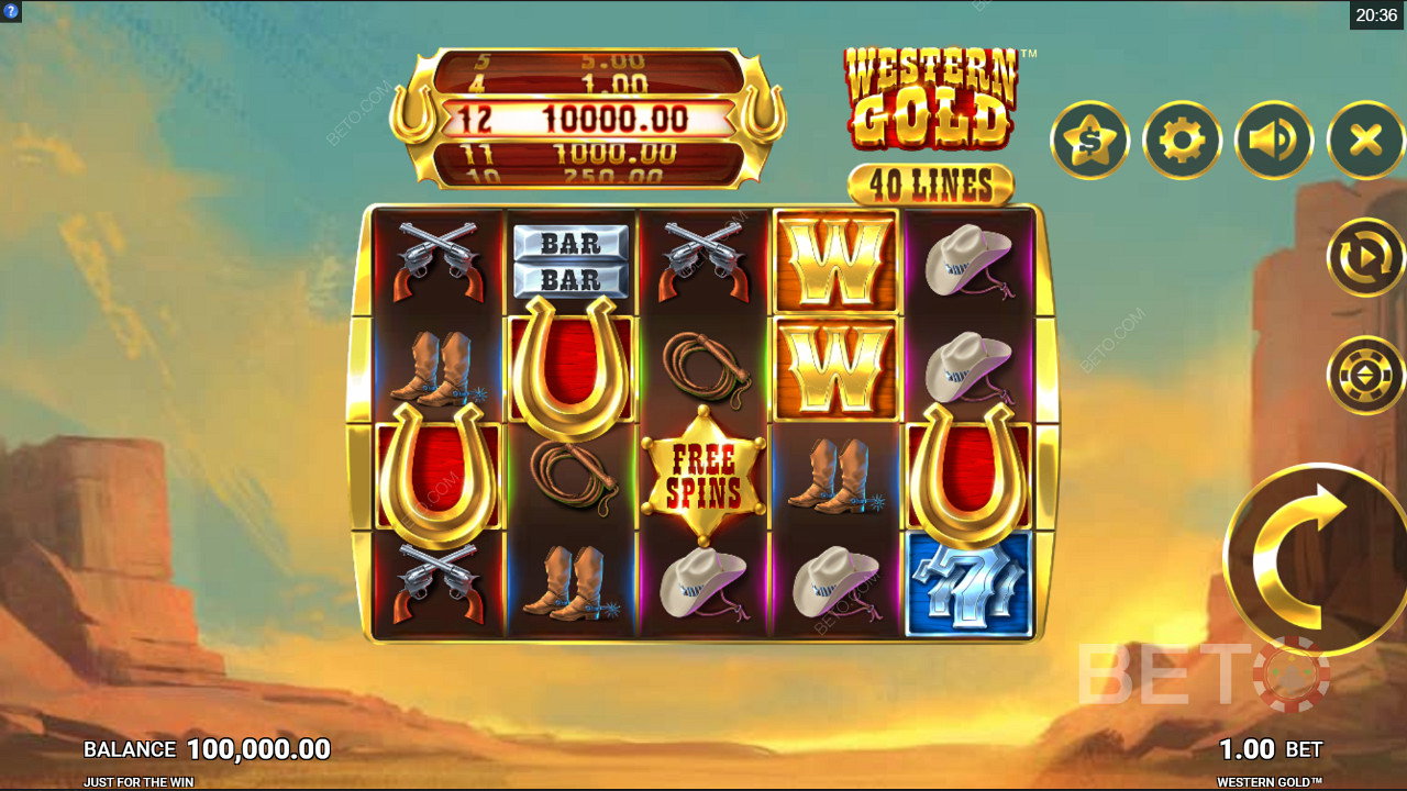 Western Gold spillemaskine med cowboy-tema fra Just For The Win