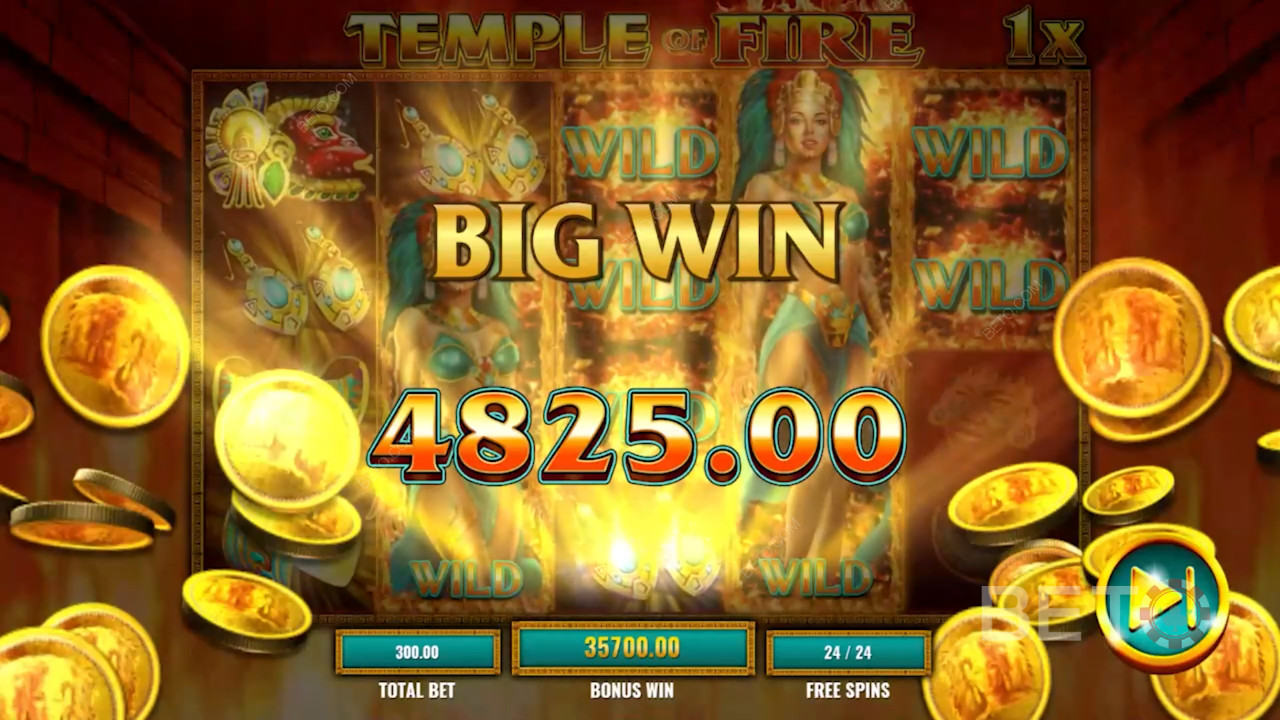 Stor gevinst i Temple of Fire spilleautomat