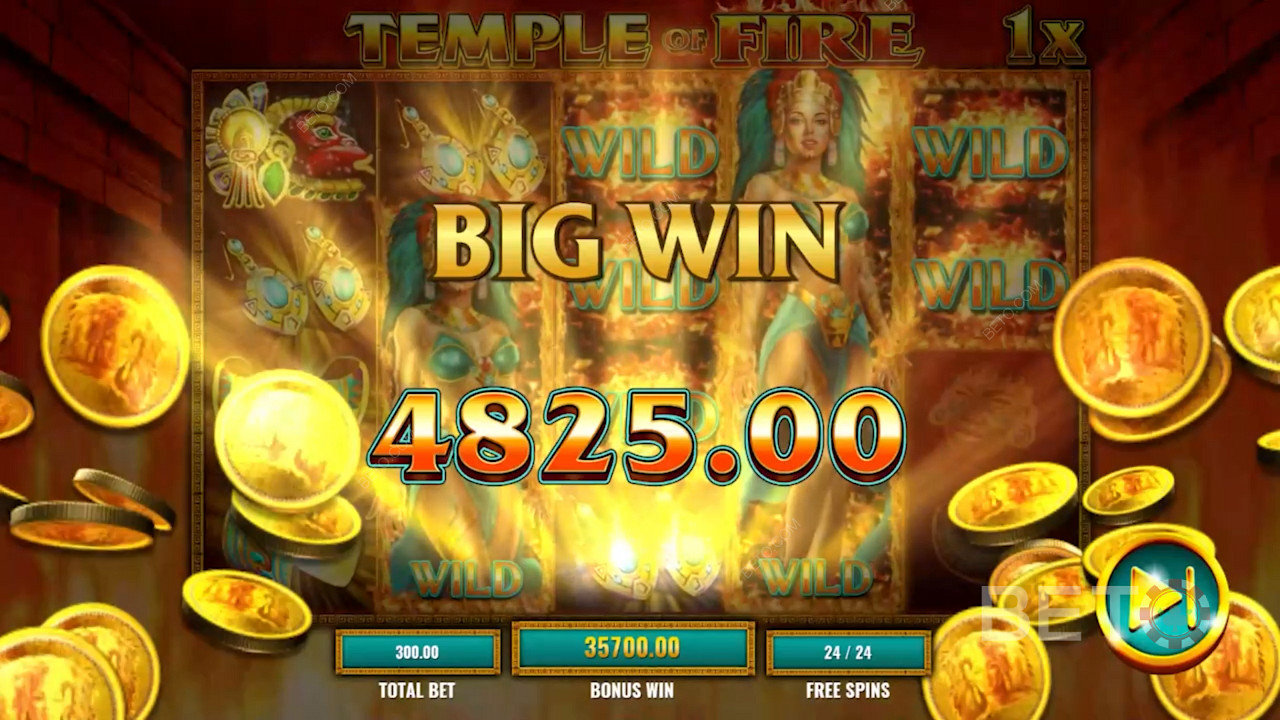 Stor gevinst på Temple of Fire online spillemaskinen