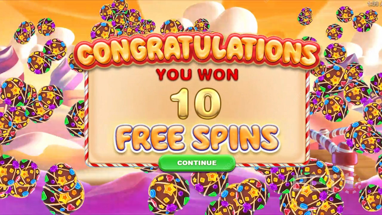 Vind free spins i Candyways Bonanza Megaways ved at lande 3 free spin bonussymboler