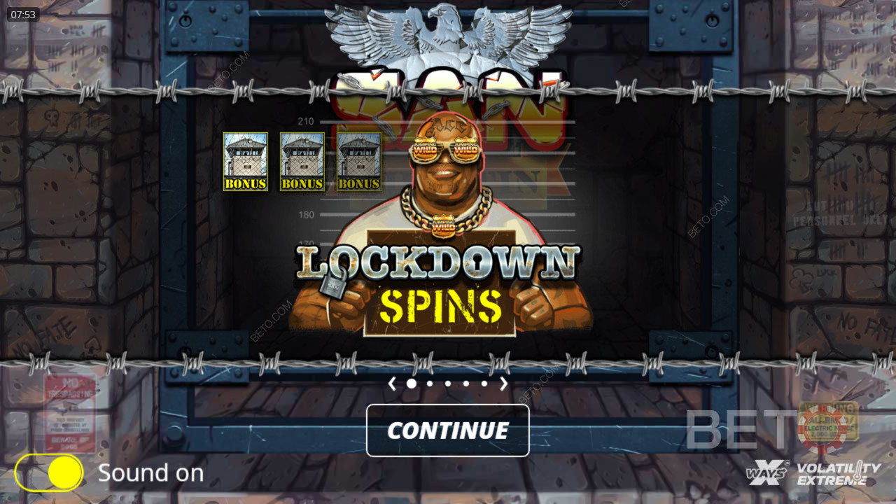 Udløs gratis spins med 3 bonussymboler i San Quentin xWays automaten